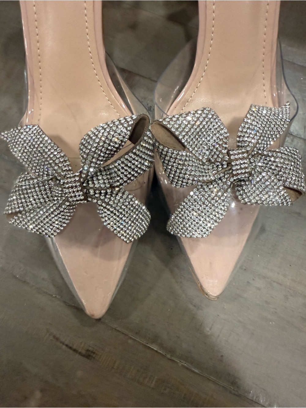 TOP Moda Blush Patent Slingback Heels with Rhinestone Bow - Picture 5 of 7
